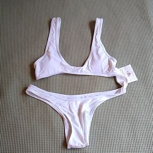 NWT Callie Lives White Cut Out Monokini Xena tiny top